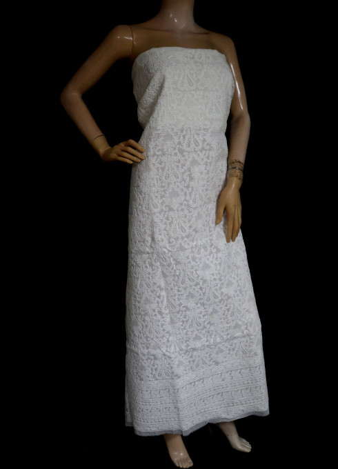 ISHIEQA's White Cotton Kurti Fabric - KL0112D