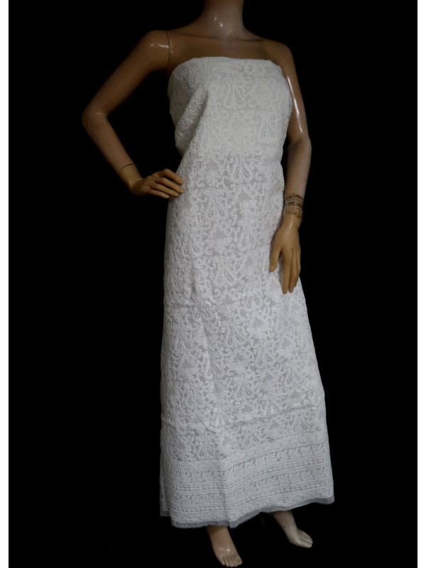 ISHIEQA's White Cotton Kurti Fabric - KL0112D