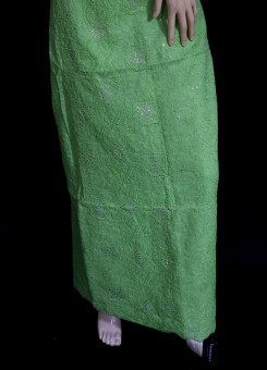 ISHIEQA's Green Mukaish Cotton Kurti Fabric - KL0110D
