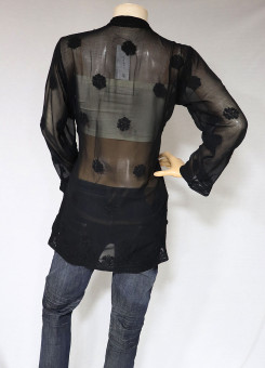 ISHIEQA's Black Georgette Chikankari Short Top - SC0118D