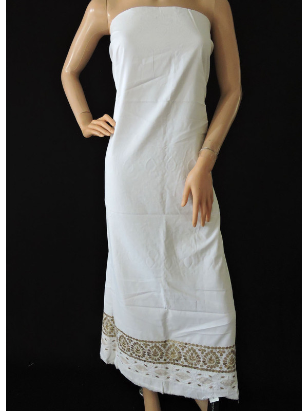 ISHIEQA's White Pure Cotton Gotta Patti Fabric - RC0404B