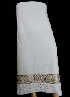 ISHIEQA's White Pure Cotton Gotta Patti Fabric - RC0404B