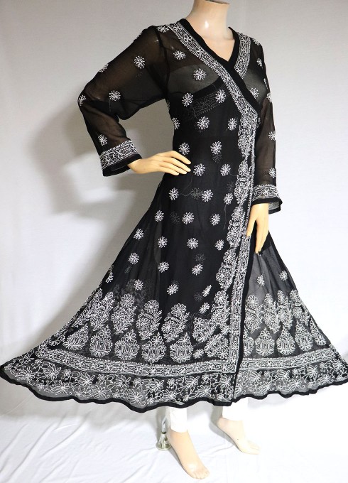 Buy Sparkee Darkee Women Black Embroidered Georgette Lucknow Chikankari  Kurti-L Online at Best Prices in India - JioMart.